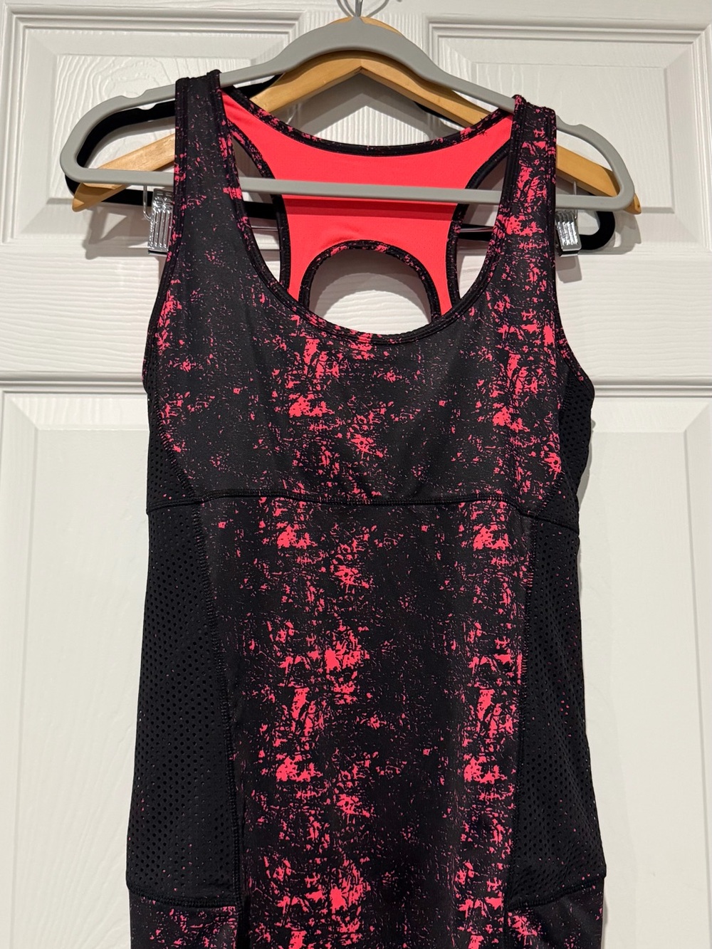Women’s Black & Hot Pink Athletic Racerback Shirt Size L and  Pants Size M